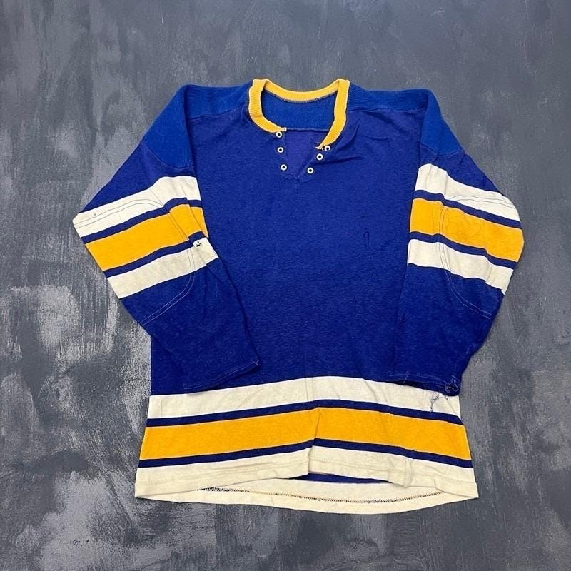 Vintage Hockey Jersey Mens Medium Blue 1960s Blank Canada